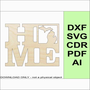 Download Michigan Home State Design - Laser CNC Cricut SVG DXF Glowforge Files &quot;Digital Files Only&quot;