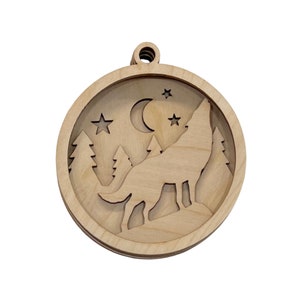 3D Ornament Wolf 5 Pieces Laser Cut Out Unfinished ORN69 3D Ornament Wolf 5 Pieces Laser Cut Out Unfinished ORN69