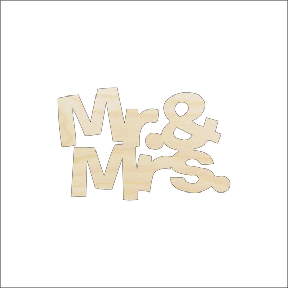 Word Mr & Mrs. - Laser Cut Out Unfinished Wood Craft Shape WDG3 Word Mr & Mrs. - Laser Cut Out Unfinished Wood Craft Shape WDG3