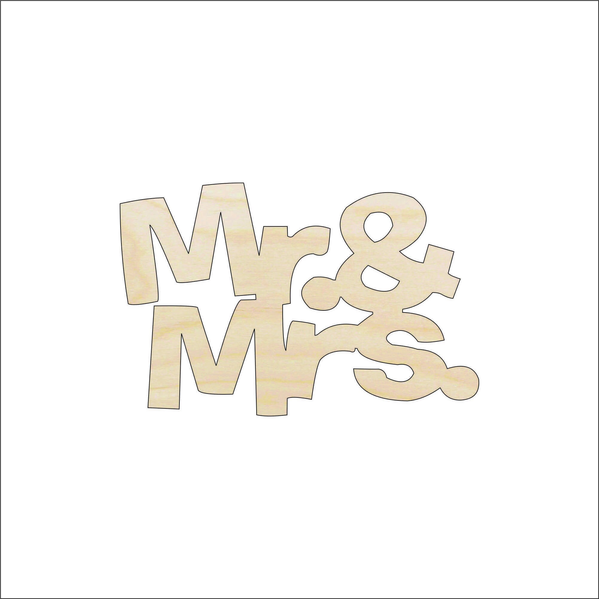 Word Mr & Mrs. - Laser Cut Out Unfinished Wood Craft Shape WDG3 Word Mr & Mrs. - Laser Cut Out Unfinished Wood Craft Shape WDG3