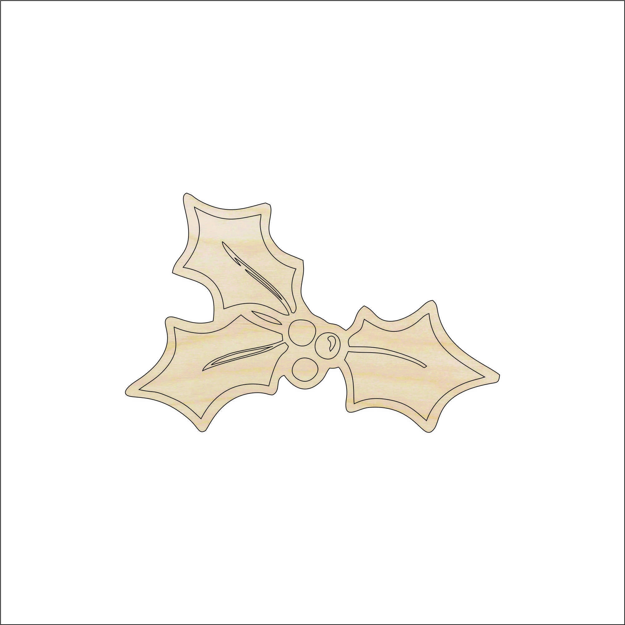 Holly - Laser Cut Out Unfinished Wood Craft Shape XMS22 Holly - Laser Cut Out Unfinished Wood Craft Shape XMS22