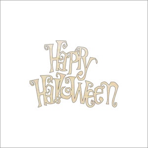 Word Happy Halloween - Laser Cut Out Unfinished Wood Craft Shape FAL138 Word Happy Halloween - Laser Cut Out Unfinished Wood Craft Shape FAL138