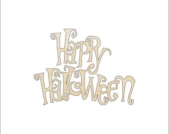 Word Happy Halloween - Laser Cut Out Unfinished Wood Craft Shape FAL138 Word Happy Halloween - Laser Cut Out Unfinished Wood Craft Shape FAL138