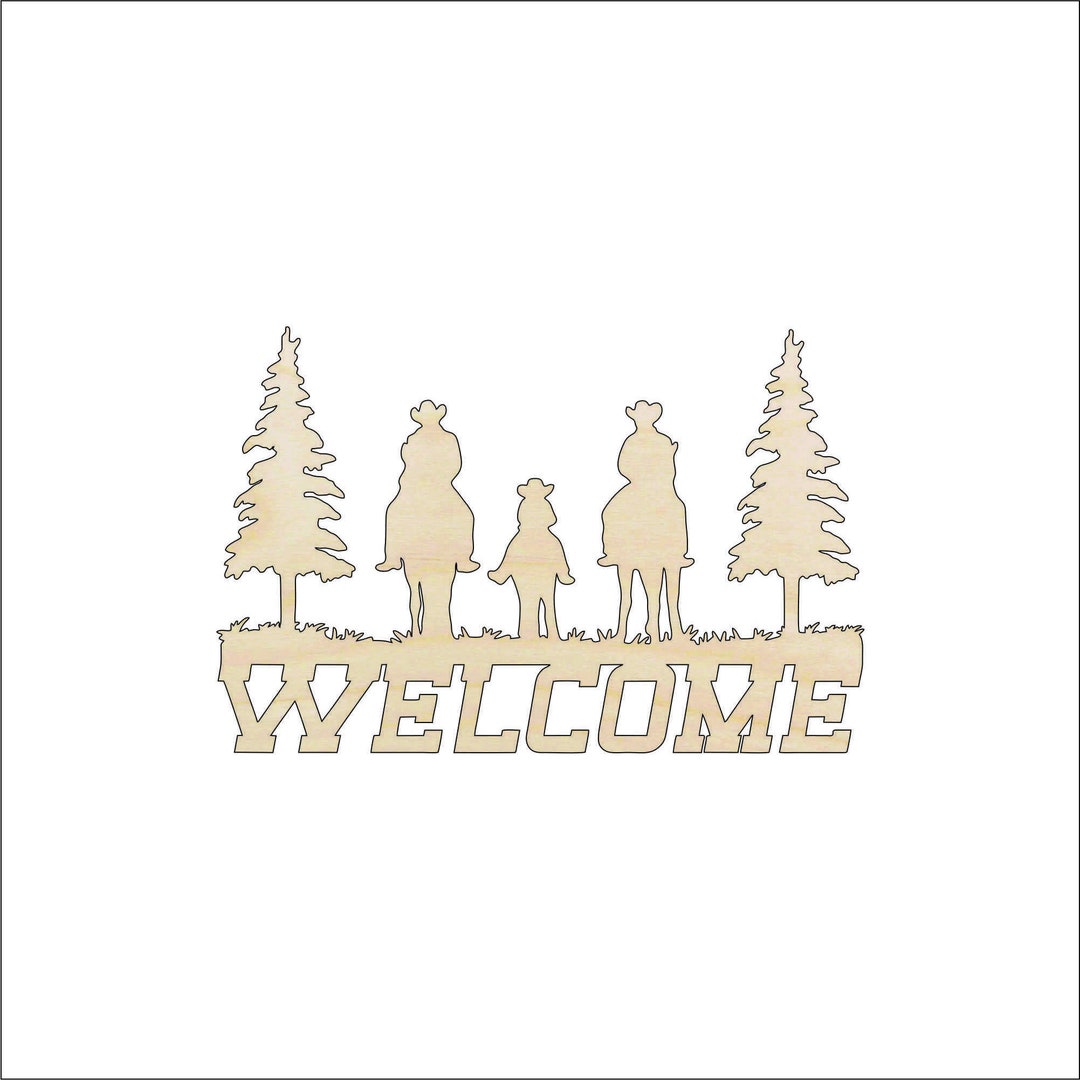 Sign Welcome Cowboy - Laser Cut Out Unfinished Wood Craft Shape SGN97 Sign Welcome Cowboy - Laser Cut Out Unfinished Wood Craft Shape SGN97