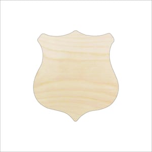 Badge Shield - Laser Cut Out Unfinished Wood Craft Shape BDG21 Badge Shield - Laser Cut Out Unfinished Wood Craft Shape BDG21