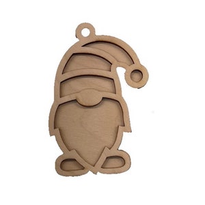 3D Ornament Gnome 2 Pieces Laser Cut Out Unfinished ORN142 3D Ornament Gnome 2 Pieces Laser Cut Out Unfinished ORN142