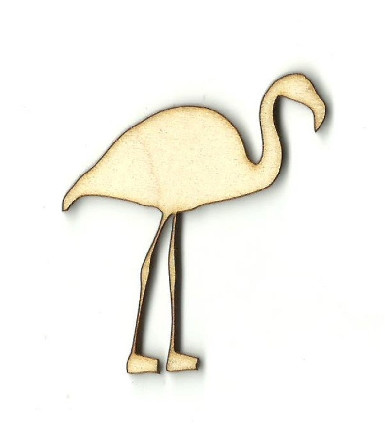 Laser Cut Out Unfinished Wood Shape Craft Supply BRD118 Flamingo
