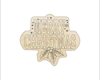 Sign Merry Christmas - Laser Cut Out Unfinished Wood Craft Shape XMS100 Sign Merry Christmas - Laser Cut Out Unfinished Wood Craft Shape XMS100