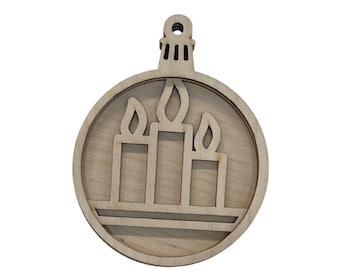 3D Ornament 3 Pieces Laser Cut Out Unfinished ORN110 3D Ornament 3 Pieces Laser Cut Out Unfinished ORN110
