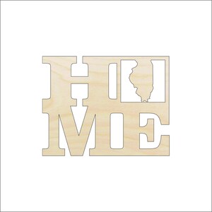 Illinois State Home - Unfinished Wood Laser Cut Out Shape Craft Supply STAT35