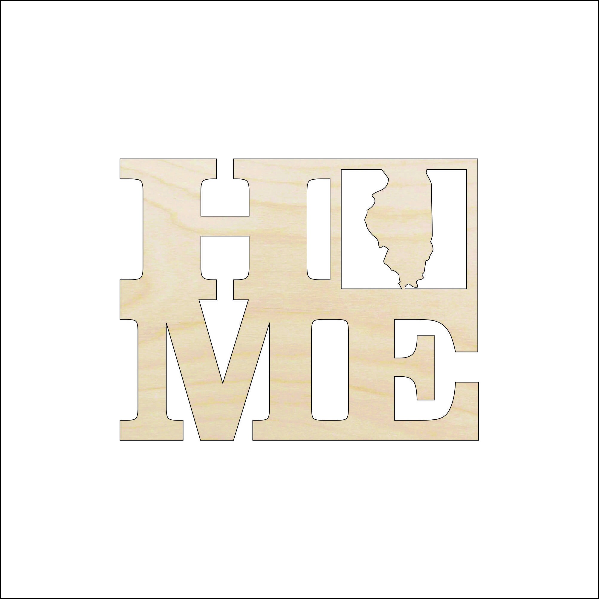 State Illinois Home - Laser Cut Out Unfinished Wood Craft Shape STAT35 State Illinois Home - Laser Cut Out Unfinished Wood Craft Shape STAT35