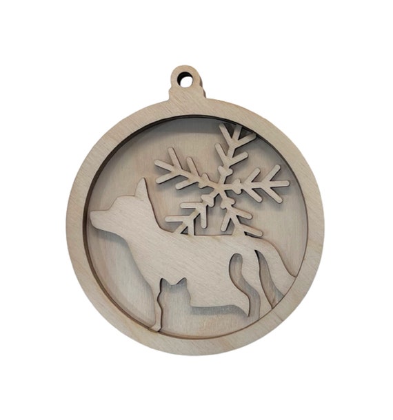 3D Ornament Wolf 5 Pieces Laser Cut Out Unfinished ORN69 3D Ornament Wolf 5 Pieces Laser Cut Out Unfinished ORN69
