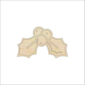 Holly - Laser Cut Out Unfinished Wood Craft Shape XMS215 Holly - Laser Cut Out Unfinished Wood Craft Shape XMS215