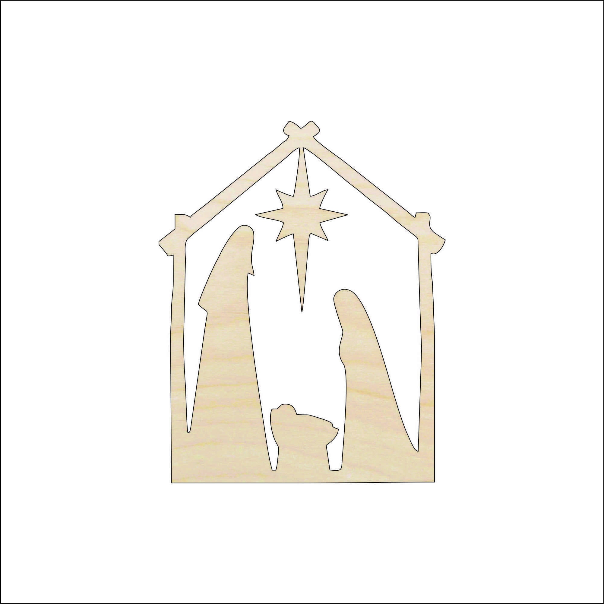 Nativity - Laser Cut Out Unfinished Wood Craft Shape XMS196 Nativity - Laser Cut Out Unfinished Wood Craft Shape XMS196