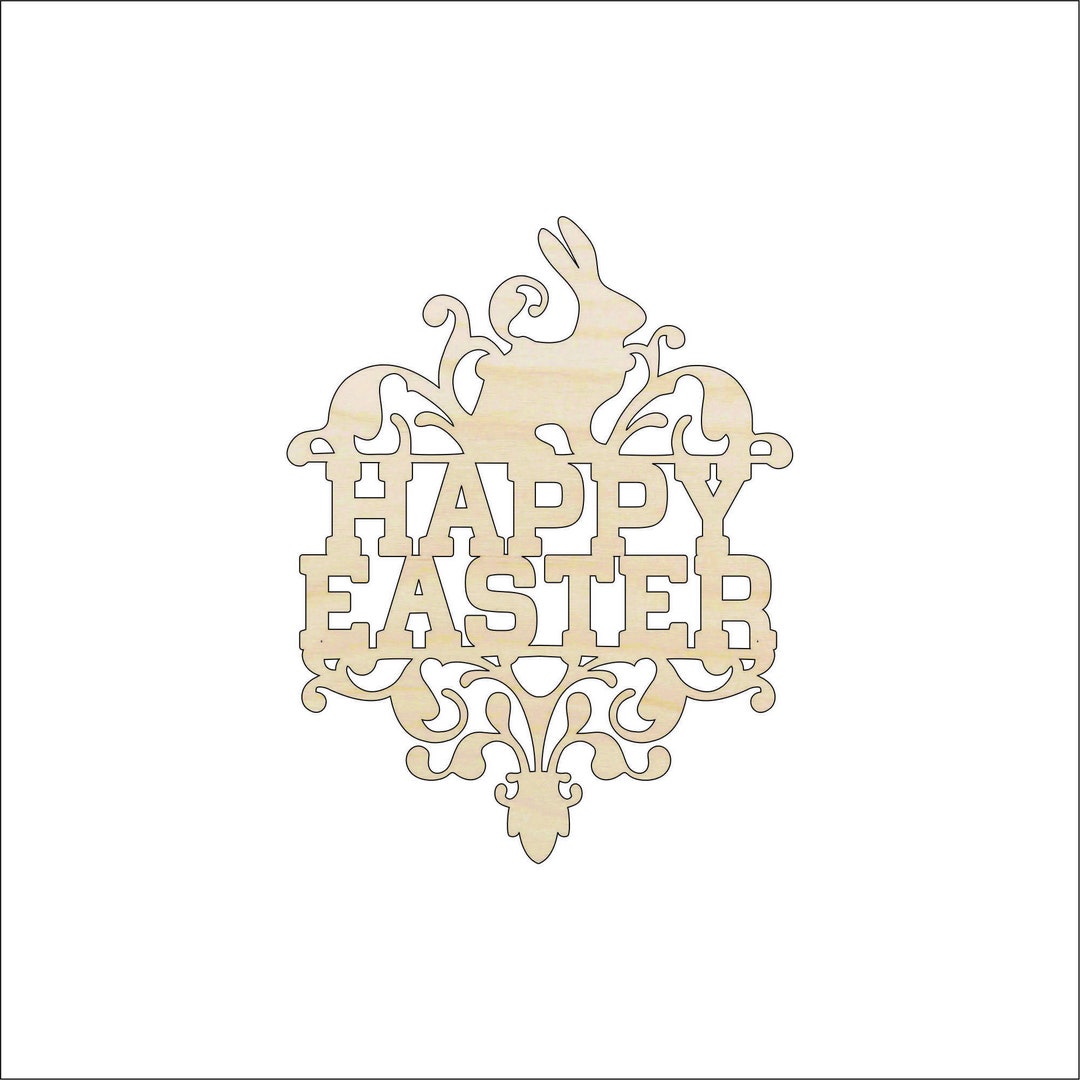 Sign Happy Easter - Laser Cut Out Unfinished Wood Craft Shape ESR36 Sign Happy Easter - Laser Cut Out Unfinished Wood Craft Shape ESR36