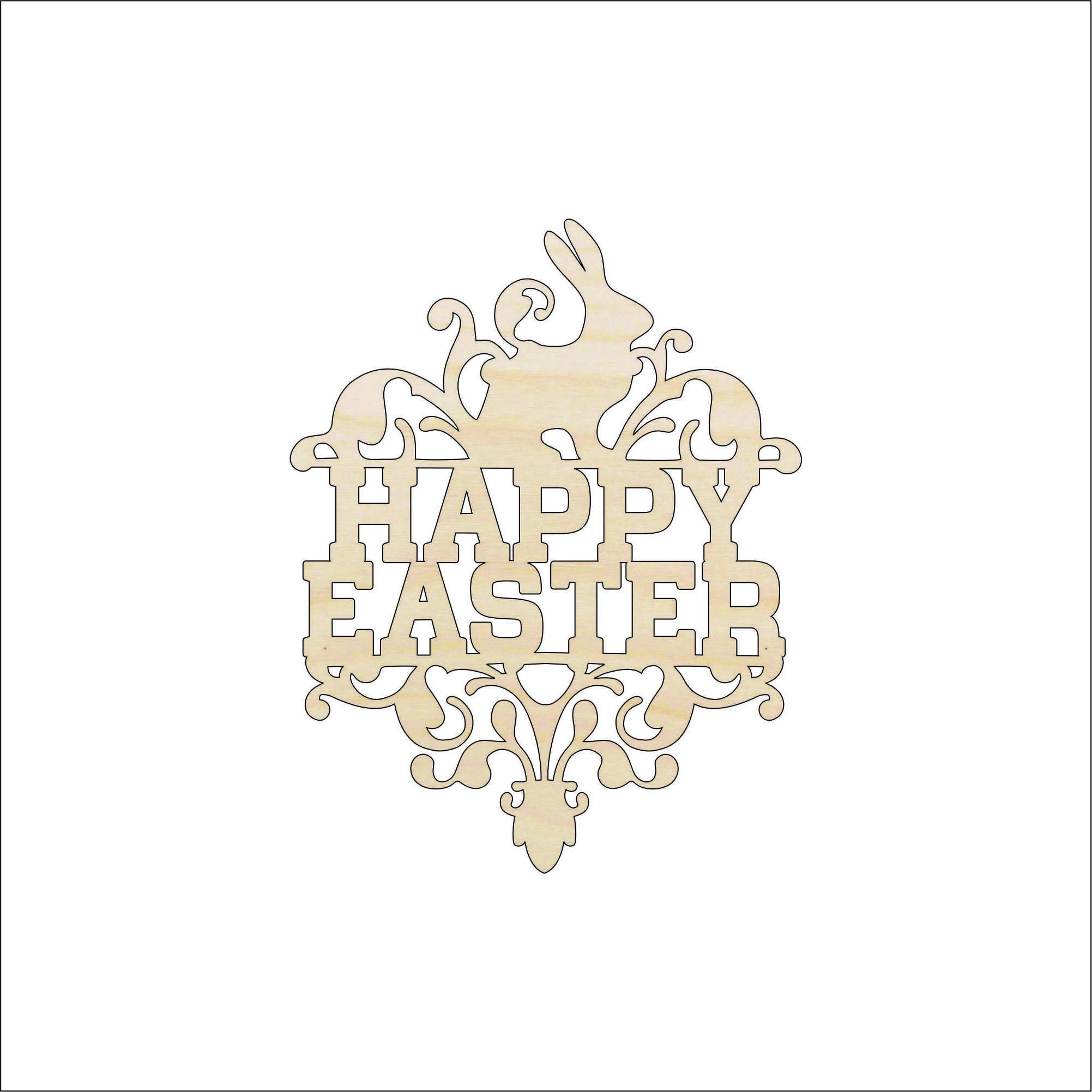 Sign Happy Easter - Laser Cut Out Unfinished Wood Craft Shape ESR36 Sign Happy Easter - Laser Cut Out Unfinished Wood Craft Shape ESR36