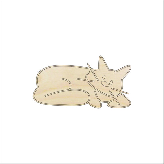 Cat - Laser Cut Out Unfinished Wood Craft Shape CAT55 Cat - Laser Cut Out Unfinished Wood Craft Shape CAT55