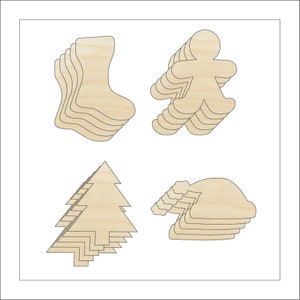 Pack Christmas Shapes - Laser Cut Out Unfinished Wood Craft Shapes PK21 Pack Christmas Shapes - Laser Cut Out Unfinished Wood Craft Shapes PK21