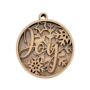 3D Ornament Joy 4 Pieces Laser Cut Out Unfinished ORN183 3D Ornament Joy 4 Pieces Laser Cut Out Unfinished ORN183