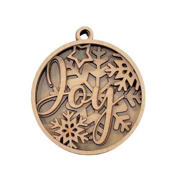 3D Ornament Joy 5 Pieces Laser Cut Out Unfinished ORN70 3D Ornament Joy 5 Pieces Laser Cut Out Unfinished ORN70