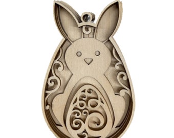 3D Ornament Bunny 5 Pieces Laser Cut Out Unfinished ORN272 3D Ornament Bunny 5 Pieces Laser Cut Out Unfinished ORN272
