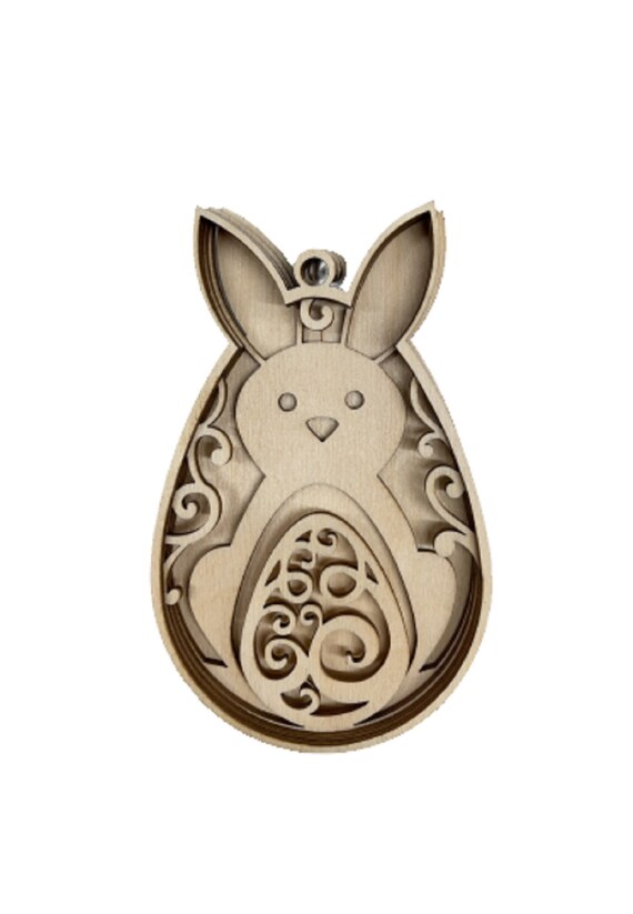 3D Ornament Bunny 5 Pieces Laser Cut Out Unfinished ORN272 3D Ornament Bunny 5 Pieces Laser Cut Out Unfinished ORN272
