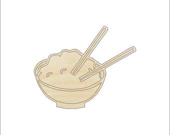 Food Rice Bowl - Laser Cut Out Unfinished Wood Craft Shape FOD16 Food Rice Bowl - Laser Cut Out Unfinished Wood Craft Shape FOD16