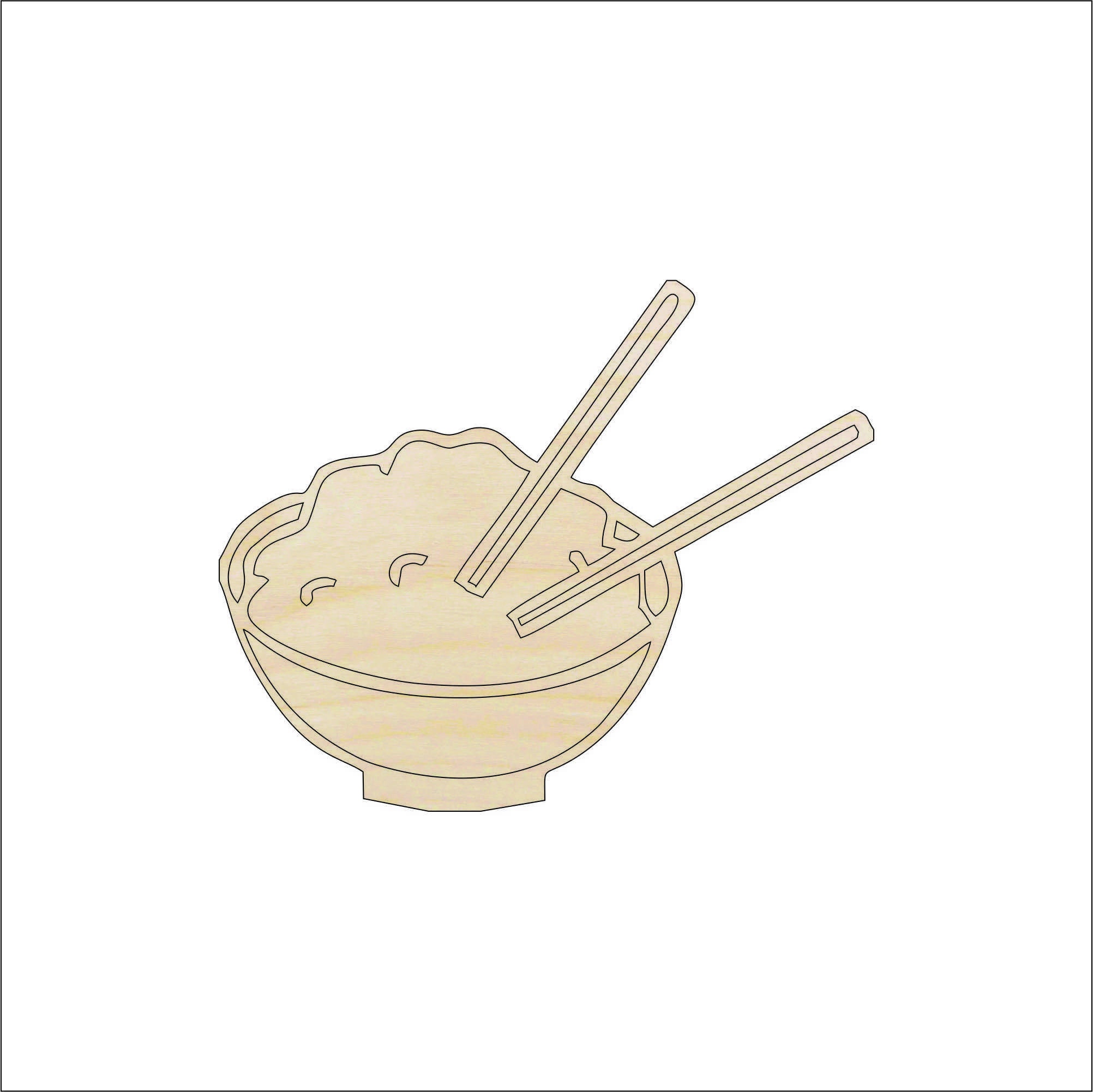 Food Rice Bowl - Laser Cut Out Unfinished Wood Craft Shape FOD16 Food Rice Bowl - Laser Cut Out Unfinished Wood Craft Shape FOD16