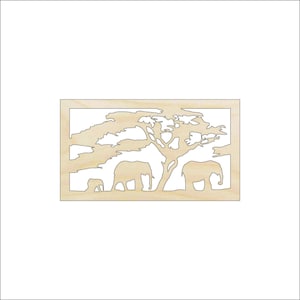 Scene Elephant - Laser Cut Out Unfinished Wood Craft Shape ELE6 Scene Elephant - Laser Cut Out Unfinished Wood Craft Shape ELE6