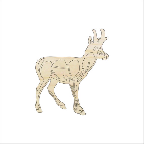 Antelope - Laser Cut Out Unfinished Wood Craft Shape ANML78 Antelope - Laser Cut Out Unfinished Wood Craft Shape ANML78