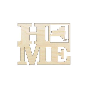 New York State Home - Unfinished Wood Laser Cut Out Shape Craft Supply STAT24