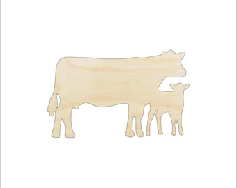 Cow - Laser Cut Out Unfinished Wood Shape Craft Supply COW30