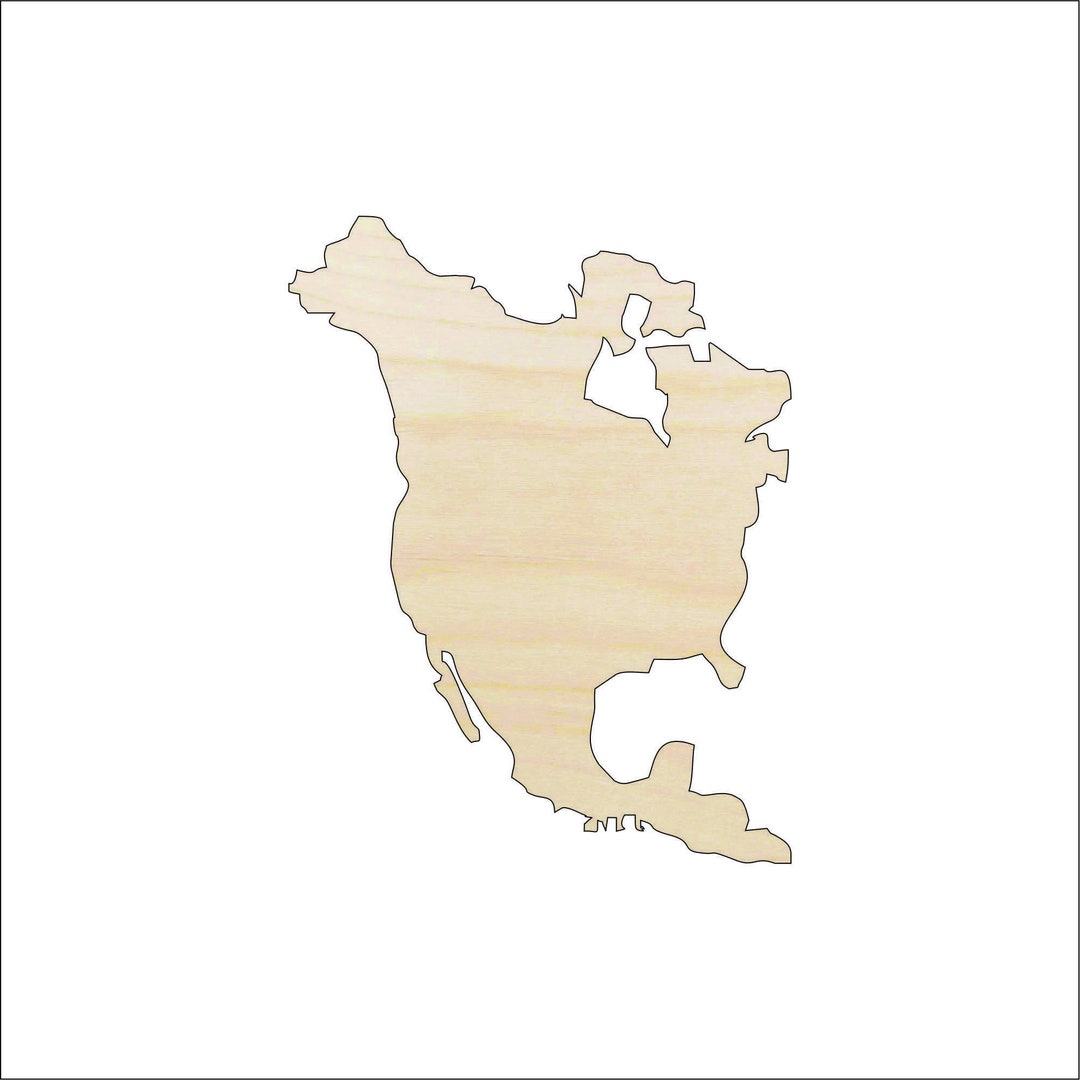Continent North America - Laser Cut Out Unfinished Wood Craft Shape WLD6 Continent North America - Laser Cut Out Unfinished Wood Craft Shape WLD6
