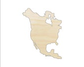 Continent North America - Laser Cut Out Unfinished Wood Craft Shape WLD6 Continent North America - Laser Cut Out Unfinished Wood Craft Shape WLD6