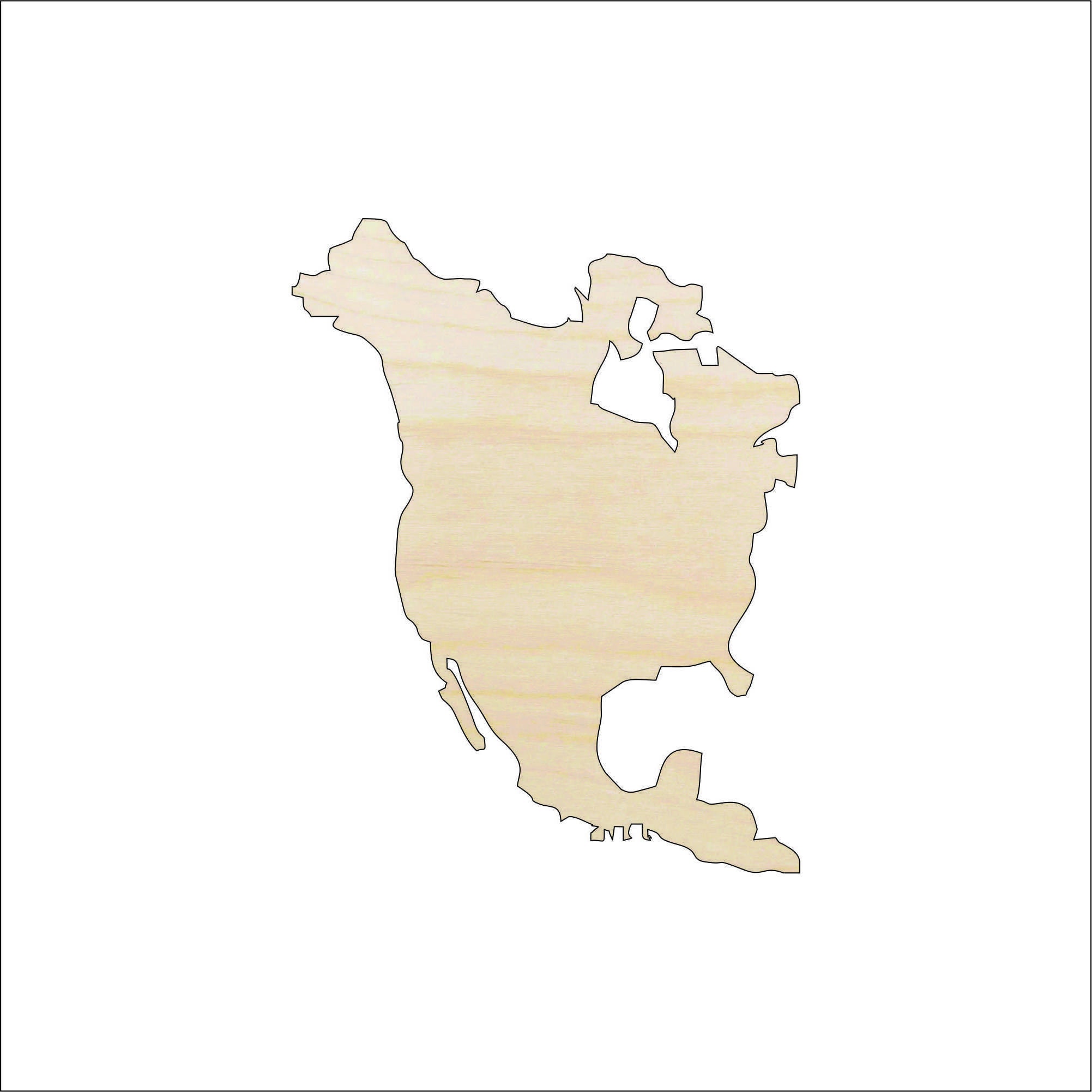Continent North America - Laser Cut Out Unfinished Wood Craft Shape WLD6 Continent North America - Laser Cut Out Unfinished Wood Craft Shape WLD6