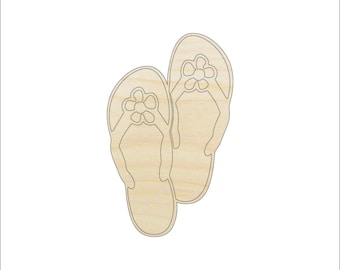 Shoe Flip Flops - Laser Cut Out Unfinished Wood Shape Craft Supply CLT77