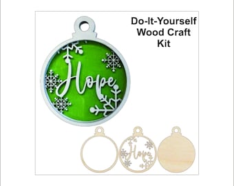 Hope Word Wood Craft Kit Ornament Door Sign Multi Piece Laser Cut Out & Unfinished DIY Craft Supply RE19