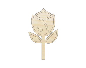 Flower Tulip - Laser Cut Out Unfinished Wood Craft Shape FLR44 Flower Tulip - Laser Cut Out Unfinished Wood Craft Shape FLR44