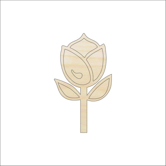 Flower Tulip - Laser Cut Out Unfinished Wood Craft Shape FLR44 Flower Tulip - Laser Cut Out Unfinished Wood Craft Shape FLR44