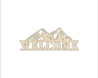 Sign Welcome Mountain - Laser Cut Out Unfinished Wood Craft Shape SGN13 Sign Welcome Mountain - Laser Cut Out Unfinished Wood Craft Shape SGN13