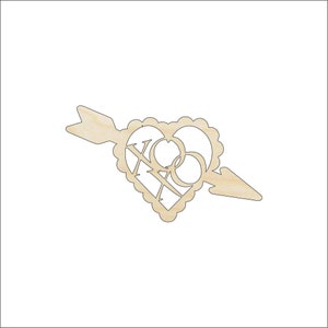 XOXO Freccia e Cuore - Forme artigianali in legno tagliate al laser e forniture artigianali fai da te non finite VAL6