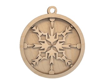 3D Ornament Snowflake 3 Pieces Laser Cut Out Unfinished ORN100 3D Ornament Snowflake 3 Pieces Laser Cut Out Unfinished ORN100
