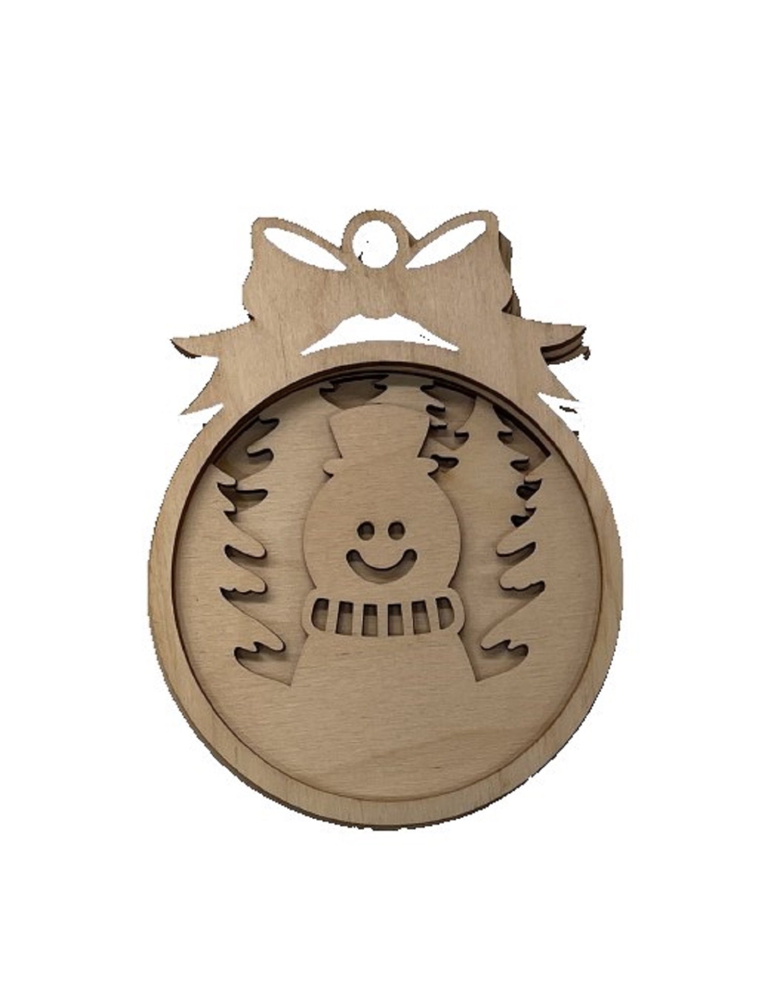 3D Ornament Snowman 4 Pieces Laser Cut Out Unfinished ORN170 3D Ornament Snowman 4 Pieces Laser Cut Out Unfinished ORN170