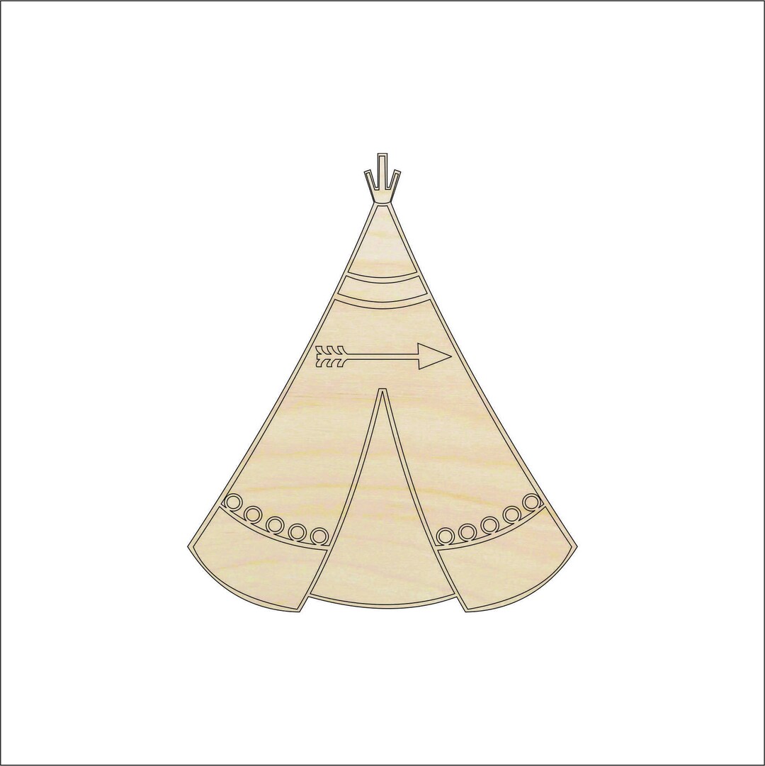 Tee Pee - Laser Cut Out Unfinished Wood Craft Shape XTR34 Tee Pee - Laser Cut Out Unfinished Wood Craft Shape XTR34