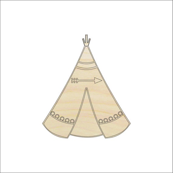 Tee Pee - Laser Cut Out Unfinished Wood Craft Shape XTR34 Tee Pee - Laser Cut Out Unfinished Wood Craft Shape XTR34