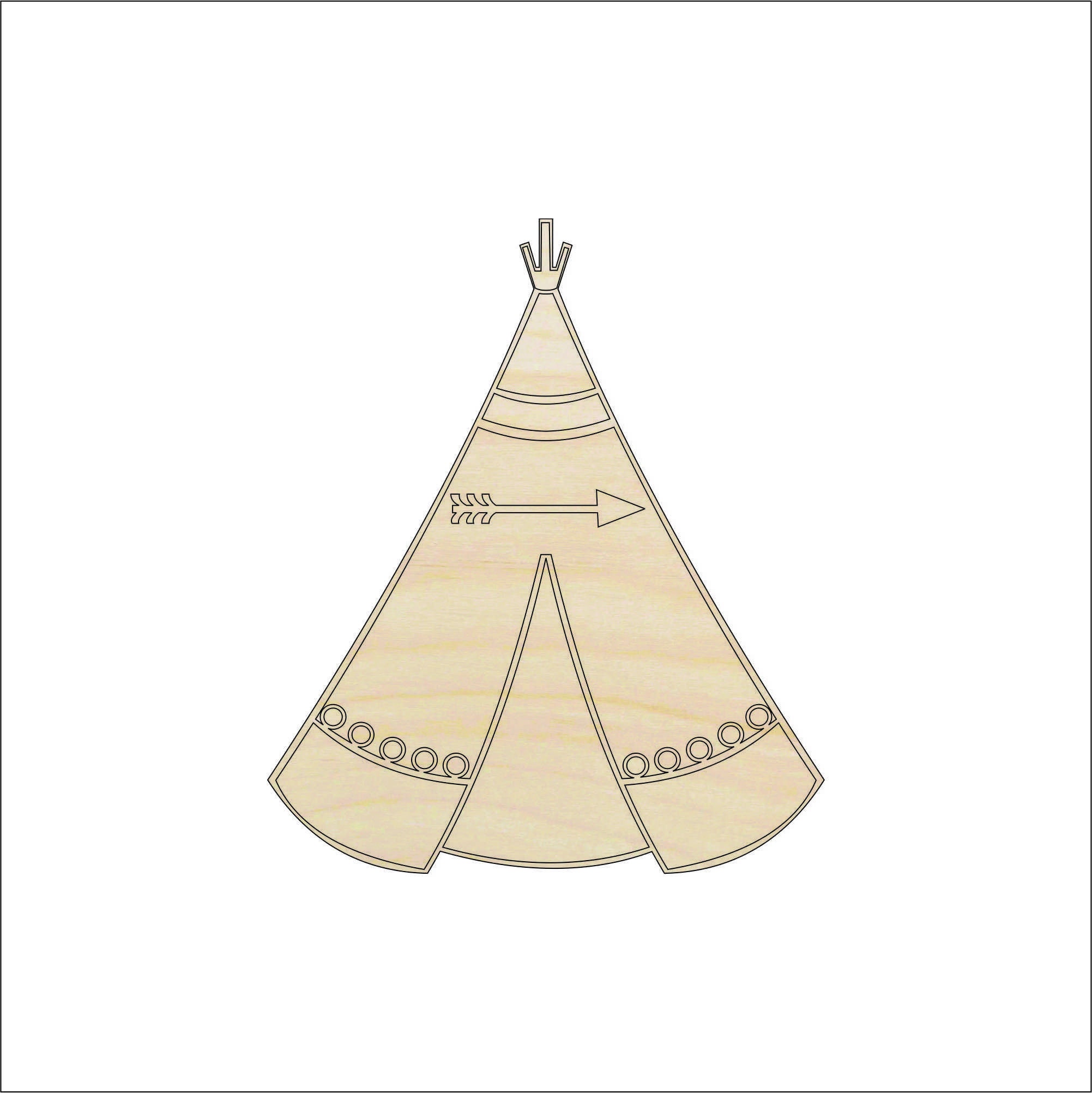 Tee Pee - Laser Cut Out Unfinished Wood Craft Shape XTR34 Tee Pee - Laser Cut Out Unfinished Wood Craft Shape XTR34