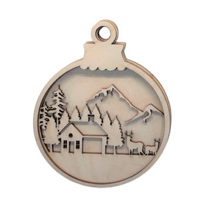 3D Ornament House 3 Pieces Laser Cut Out Unfinished ORN81 3D Ornament House 3 Pieces Laser Cut Out Unfinished ORN81