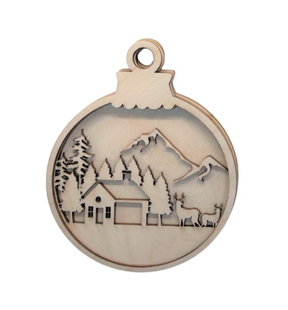 3D Ornament House 3 Pieces Laser Cut Out Unfinished ORN81 3D Ornament House 3 Pieces Laser Cut Out Unfinished ORN81