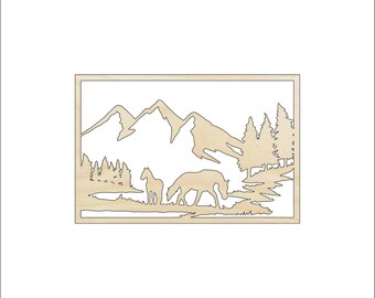 Scene Horse - Laser Cut Out Unfinished Wood Craft Shape HRS22 Scene Horse - Laser Cut Out Unfinished Wood Craft Shape HRS22