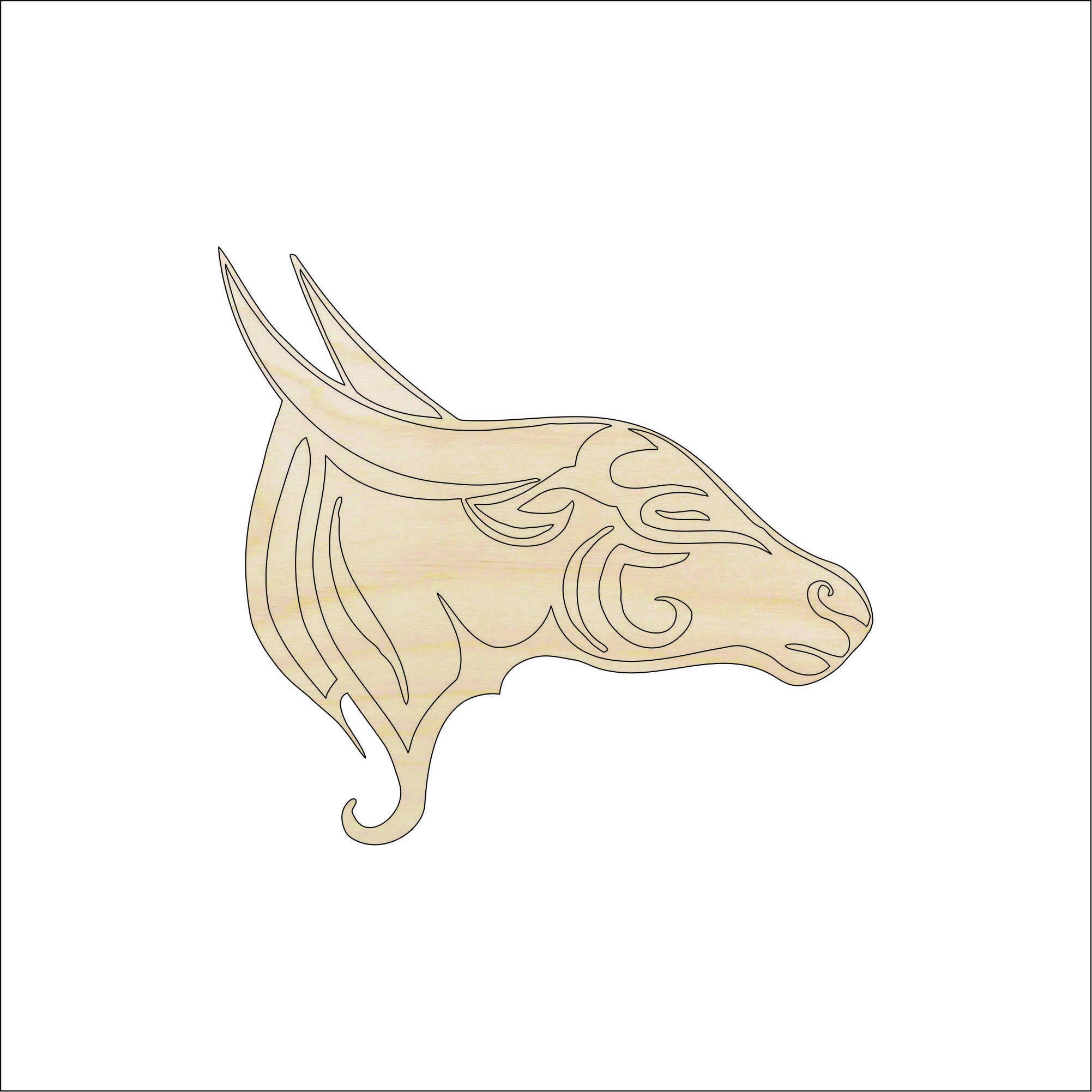 Yak Water Buffalo - Laser Cut Out Unfinished Wood Craft Shape ANML27 Yak Water Buffalo - Laser Cut Out Unfinished Wood Craft Shape ANML27
